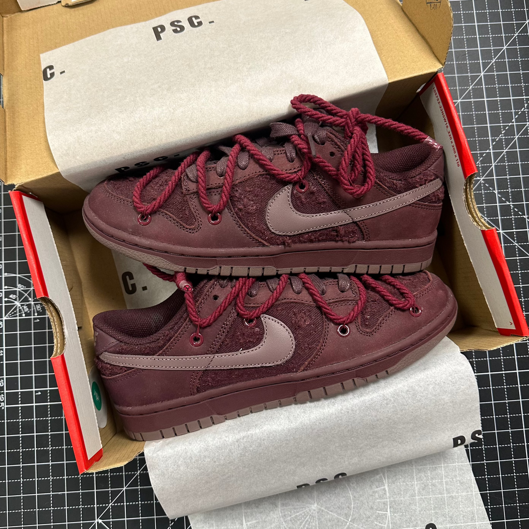 Nike Dunk PRM Destroyed (Burgundy) - UK 7.5 / US 8.5