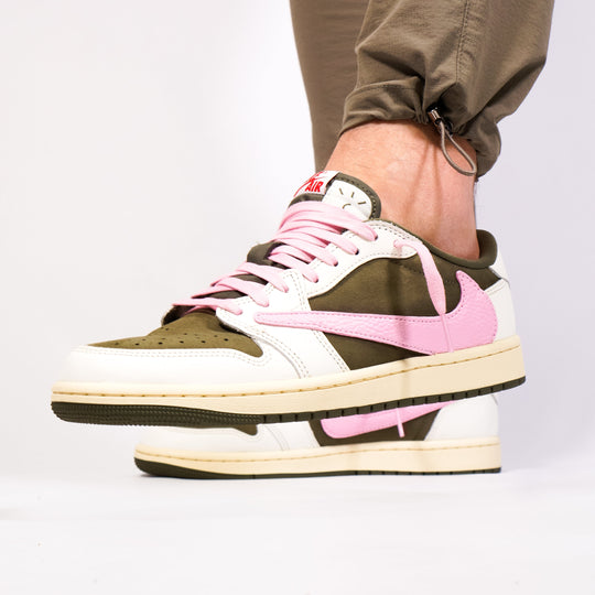 Nike Jordan 1 Retro Low OG x Travis Scott Medium Olive - Pink Touch