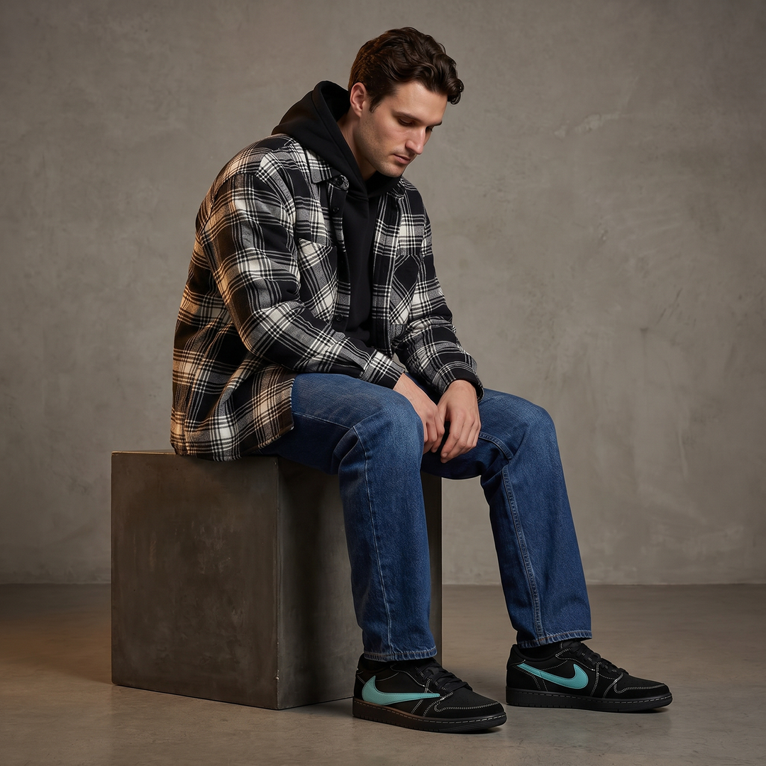 Nike Jordan 1 Retro Low OG x Travis Scott Black Phantom - Turquoise