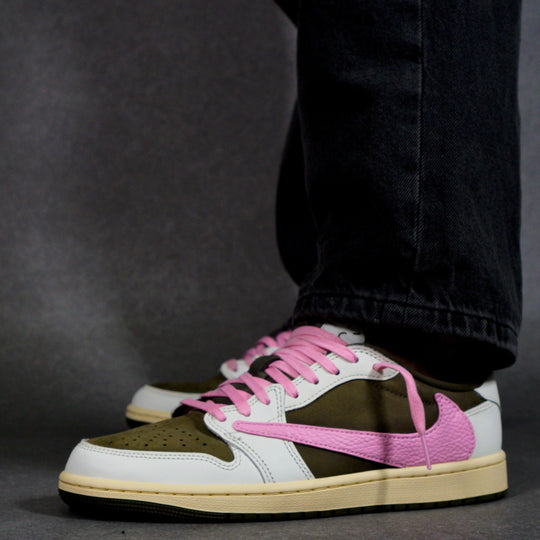 Nike Jordan 1 Retro Low OG x Travis Scott Medium Olive - Pink Touch